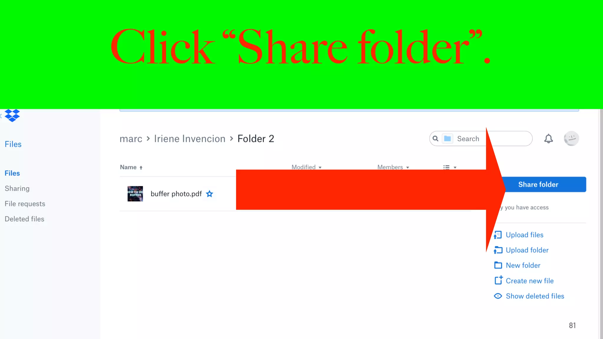 Click “Share folder”.
81
 