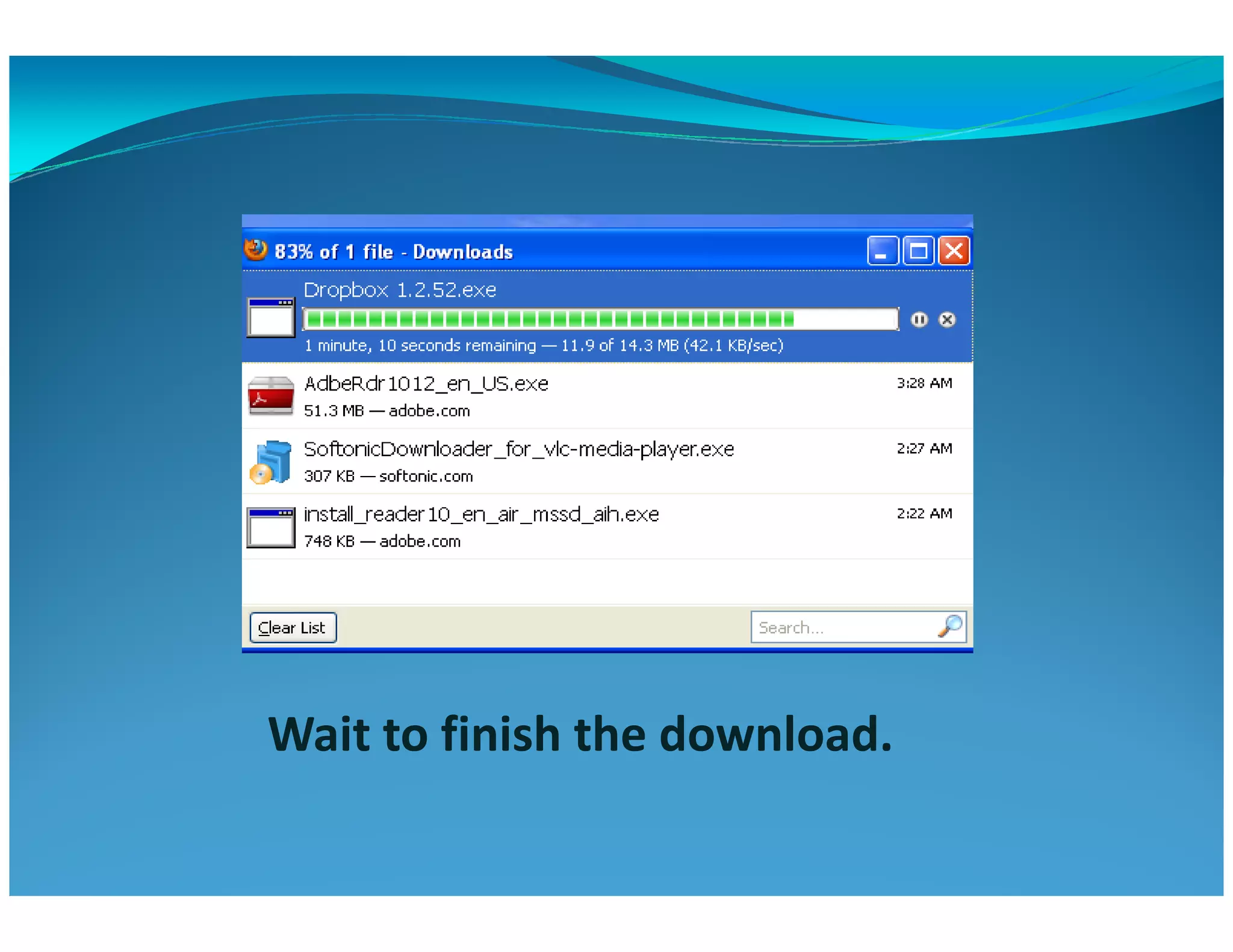 Wait to finish the download.