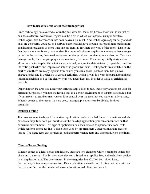 How to use efficiently a test case manager tool