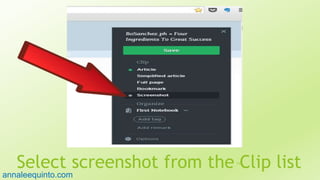 Select screenshot from the Clip list110
annaleequinto.com
 