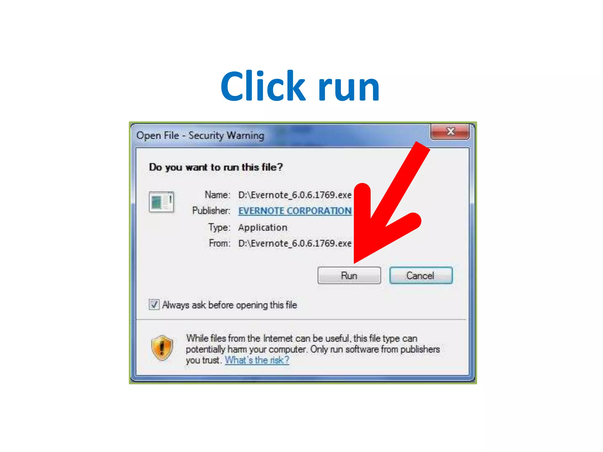 Click run
 