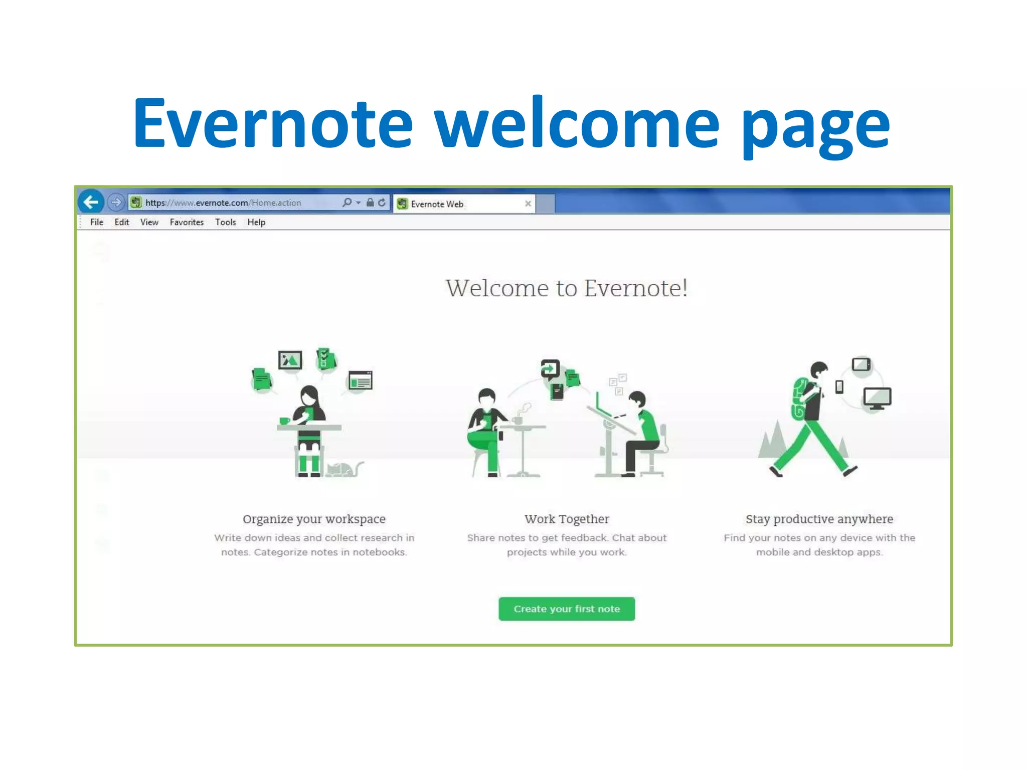 Evernote welcome page
 