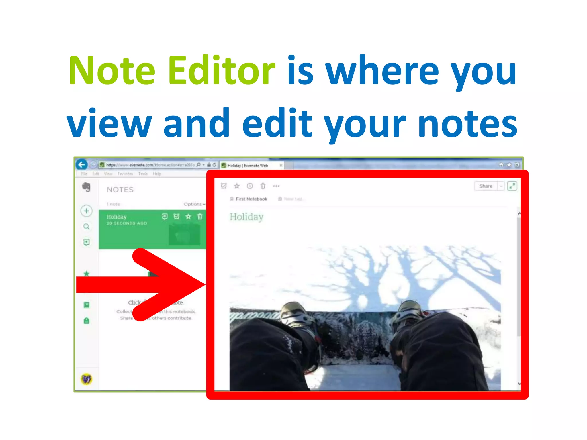 Note Editor is where you
view and edit your notes
 