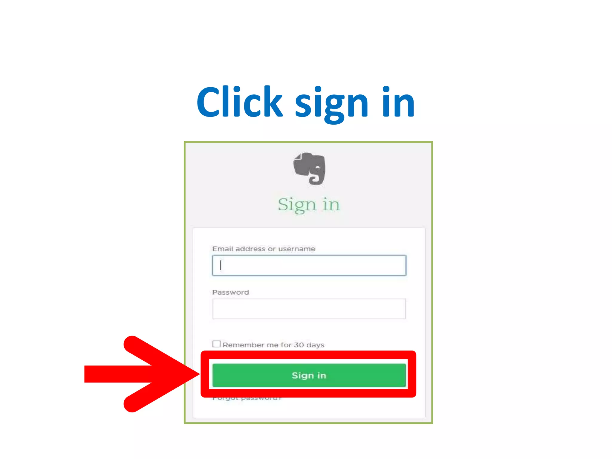 Click sign in
 