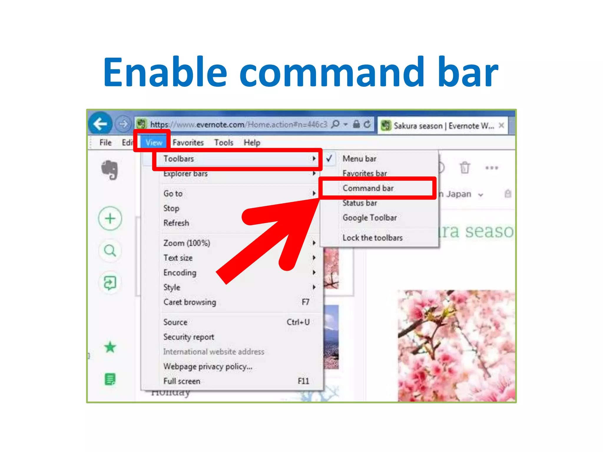 Enable command bar
 