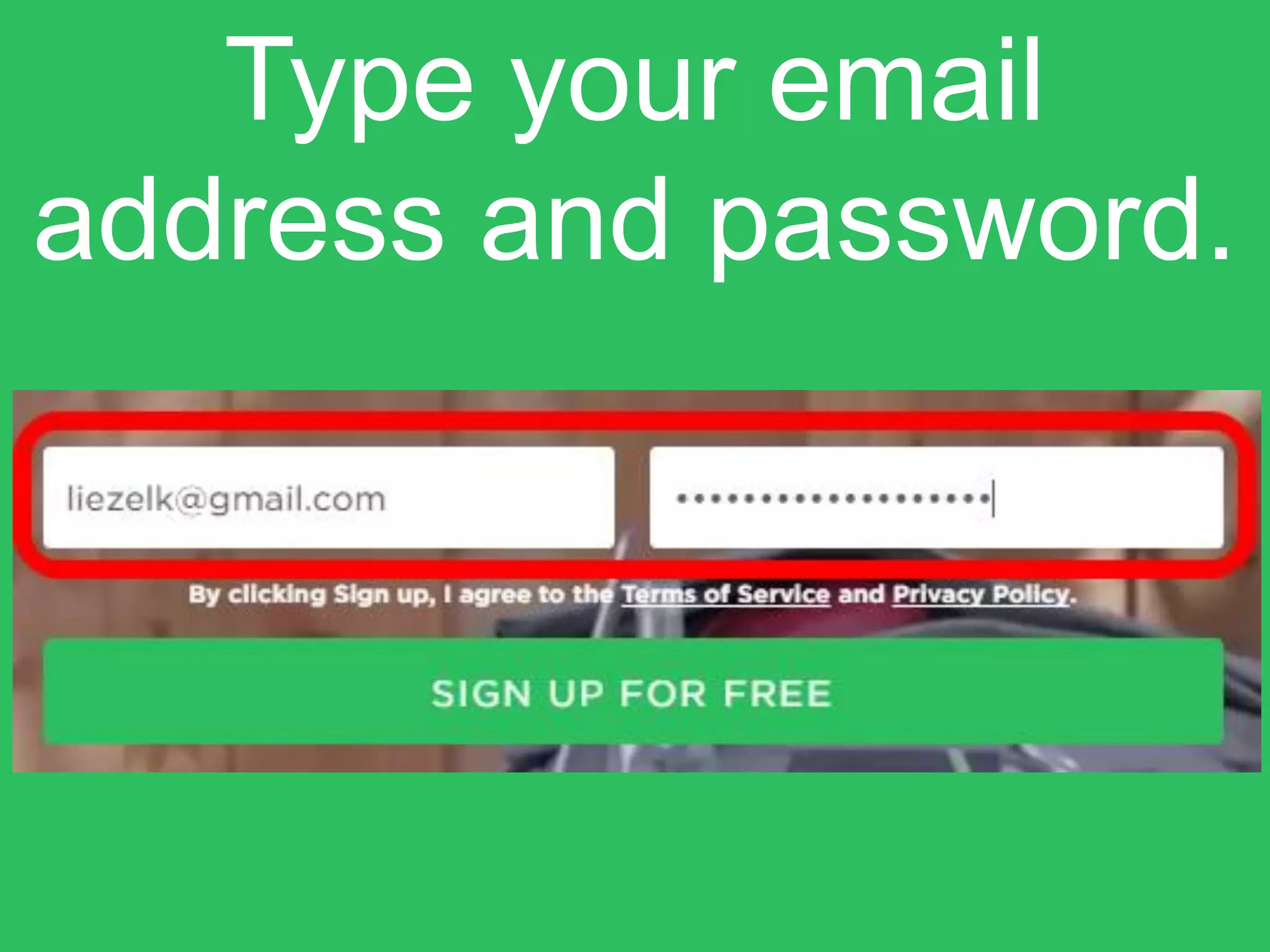 Type your email
address and password.
 