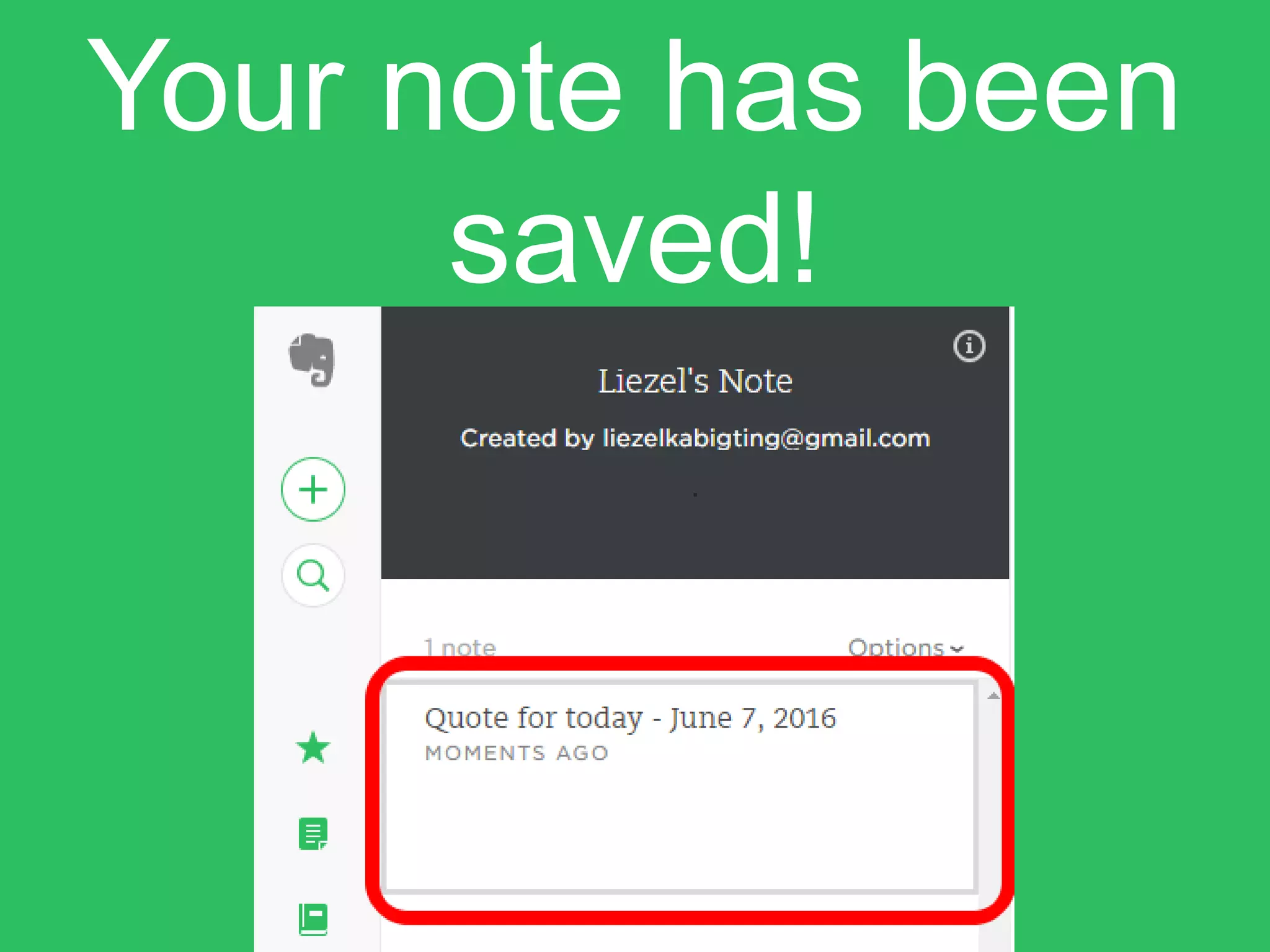 Your note has been
saved!
 