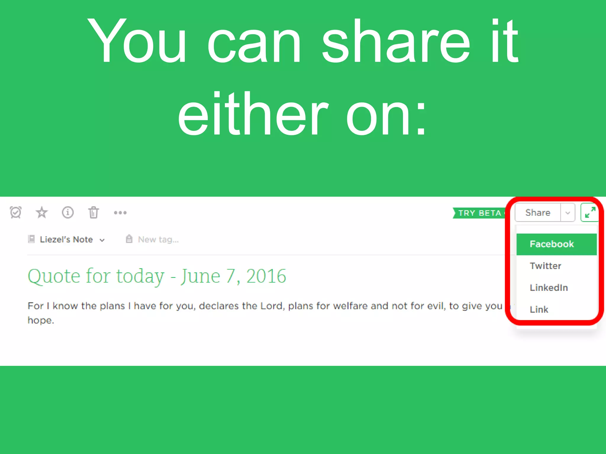 You can share it
either on:
 