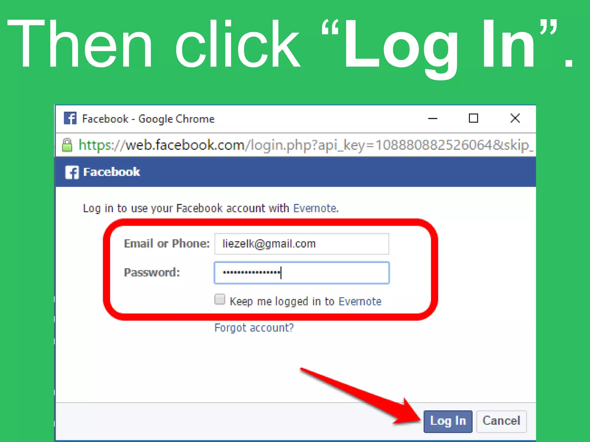 Then click “Log In”.
 