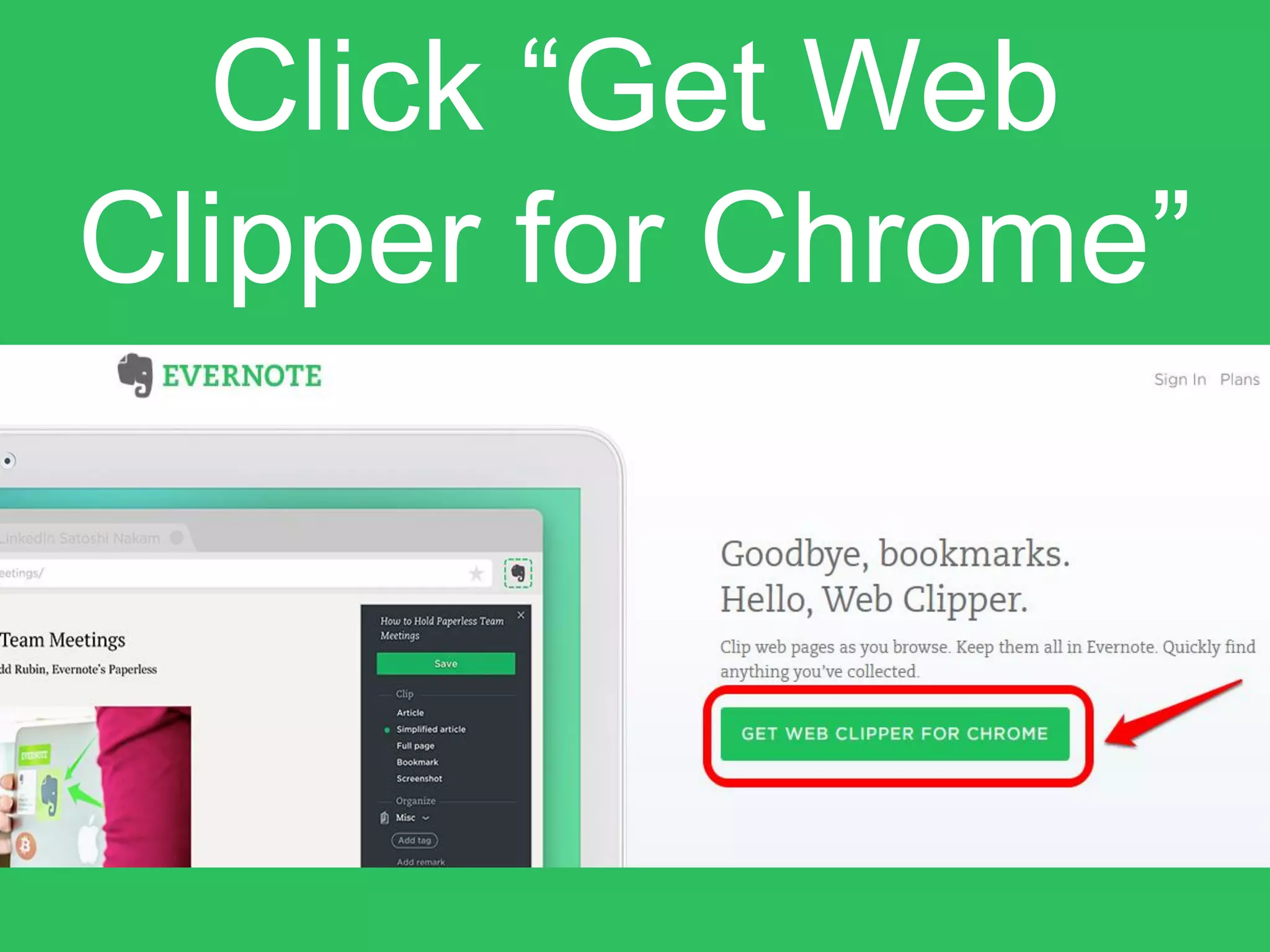 Click “Get Web
Clipper for Chrome”
 
