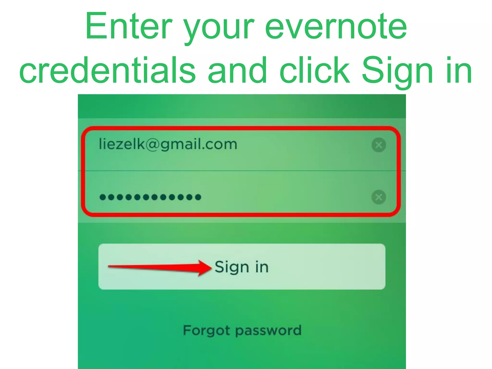 Enter your evernote
credentials and click Sign in
 