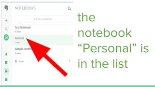 the
notebook
“Personal” is
in the list
 