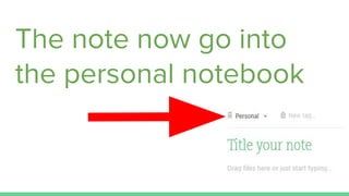 The note now go into
the personal notebook
 