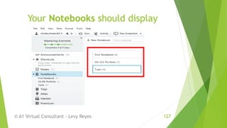 Your Notebooks should display
© A1 Virtual Consultant - Levy Reyes 127
 