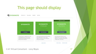 This page should display
© A1 Virtual Consultant - Levy Reyes 17
 
