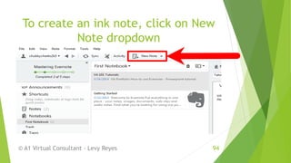 To create an ink note, click on New
Note dropdown
© A1 Virtual Consultant - Levy Reyes 94
 