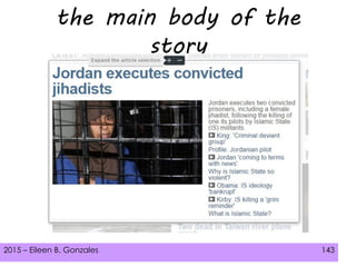 2015 – Eileen B. Gonzales 143
the main body of the
story
 