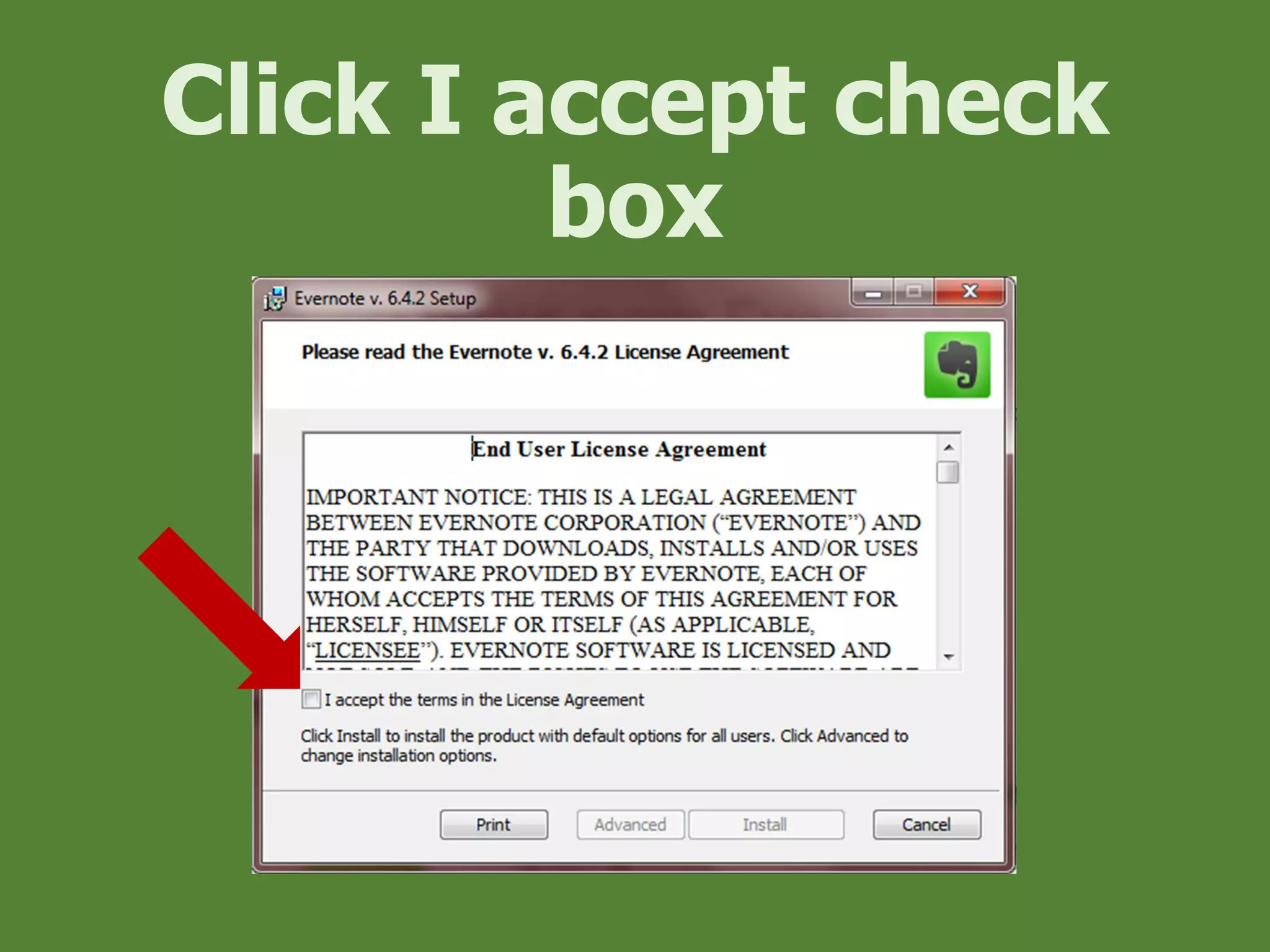Click I accept check
box
 