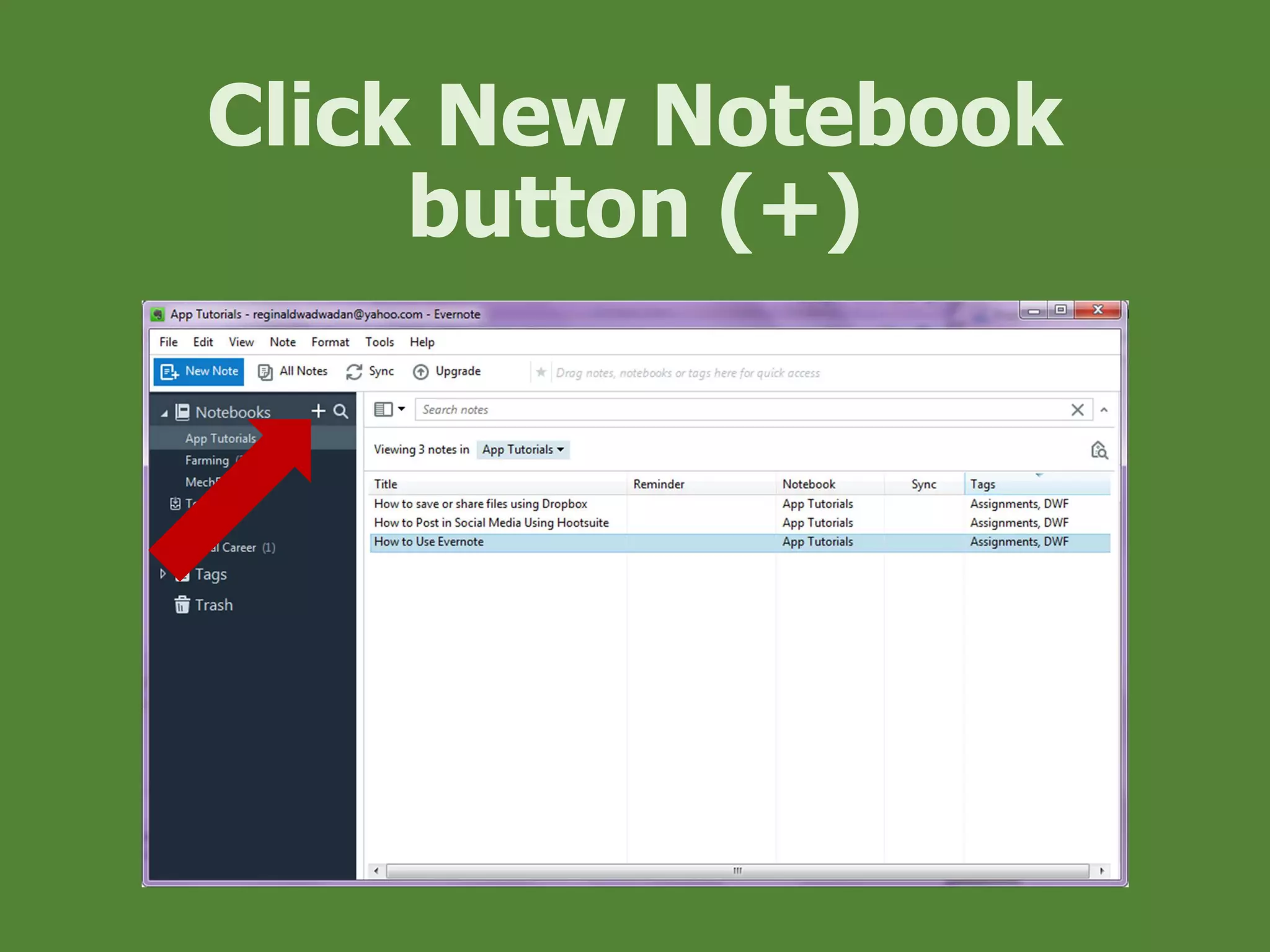 Click New Notebook
button (+)
 