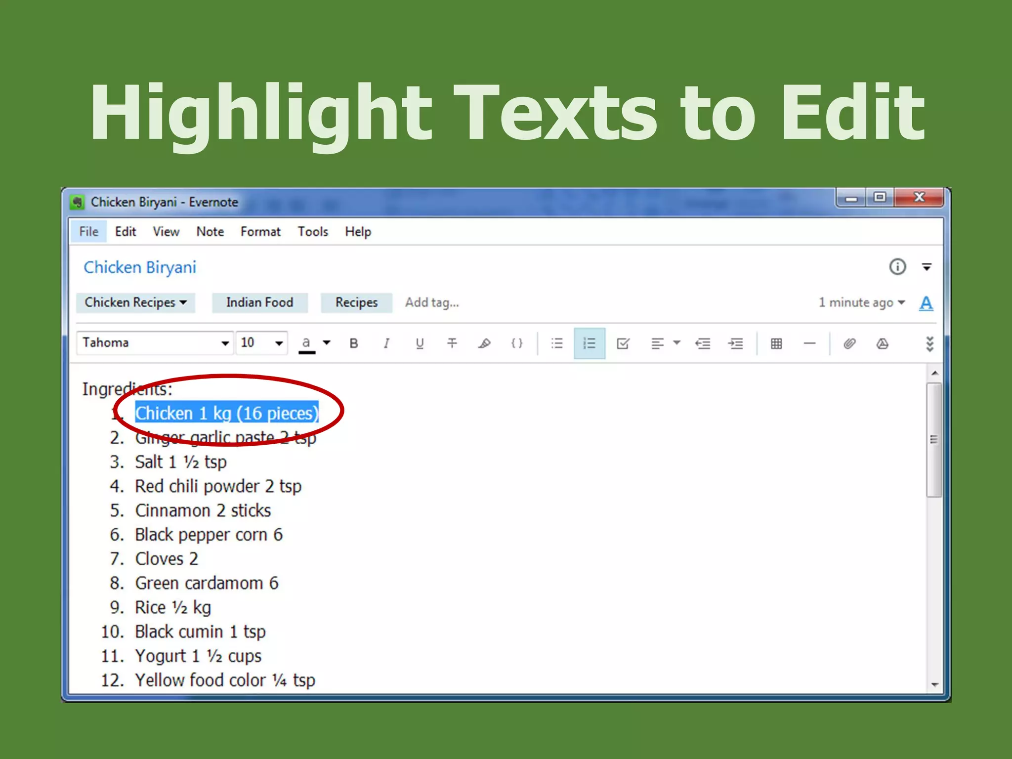 Highlight Texts to Edit
 