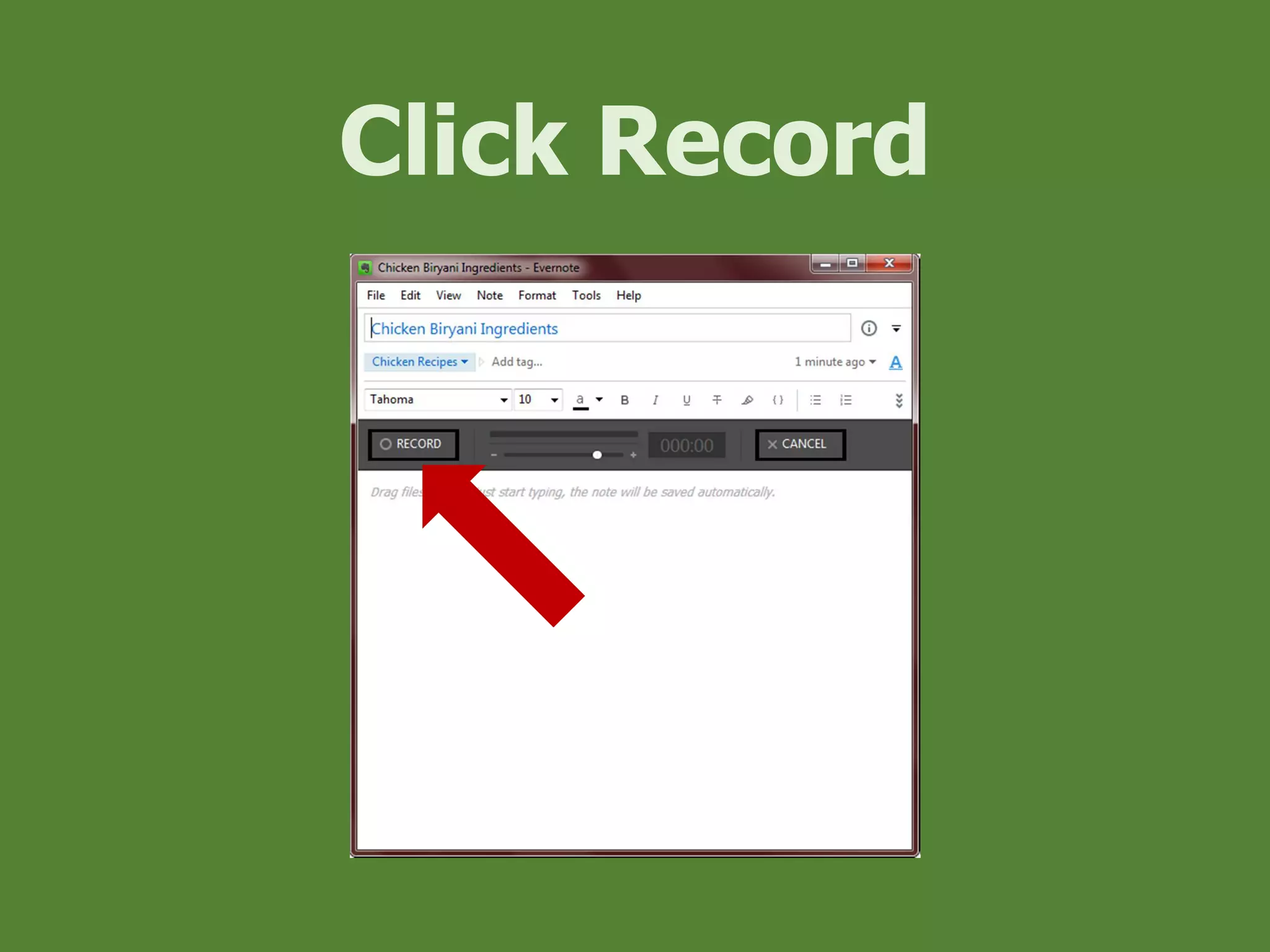 Click Record
 