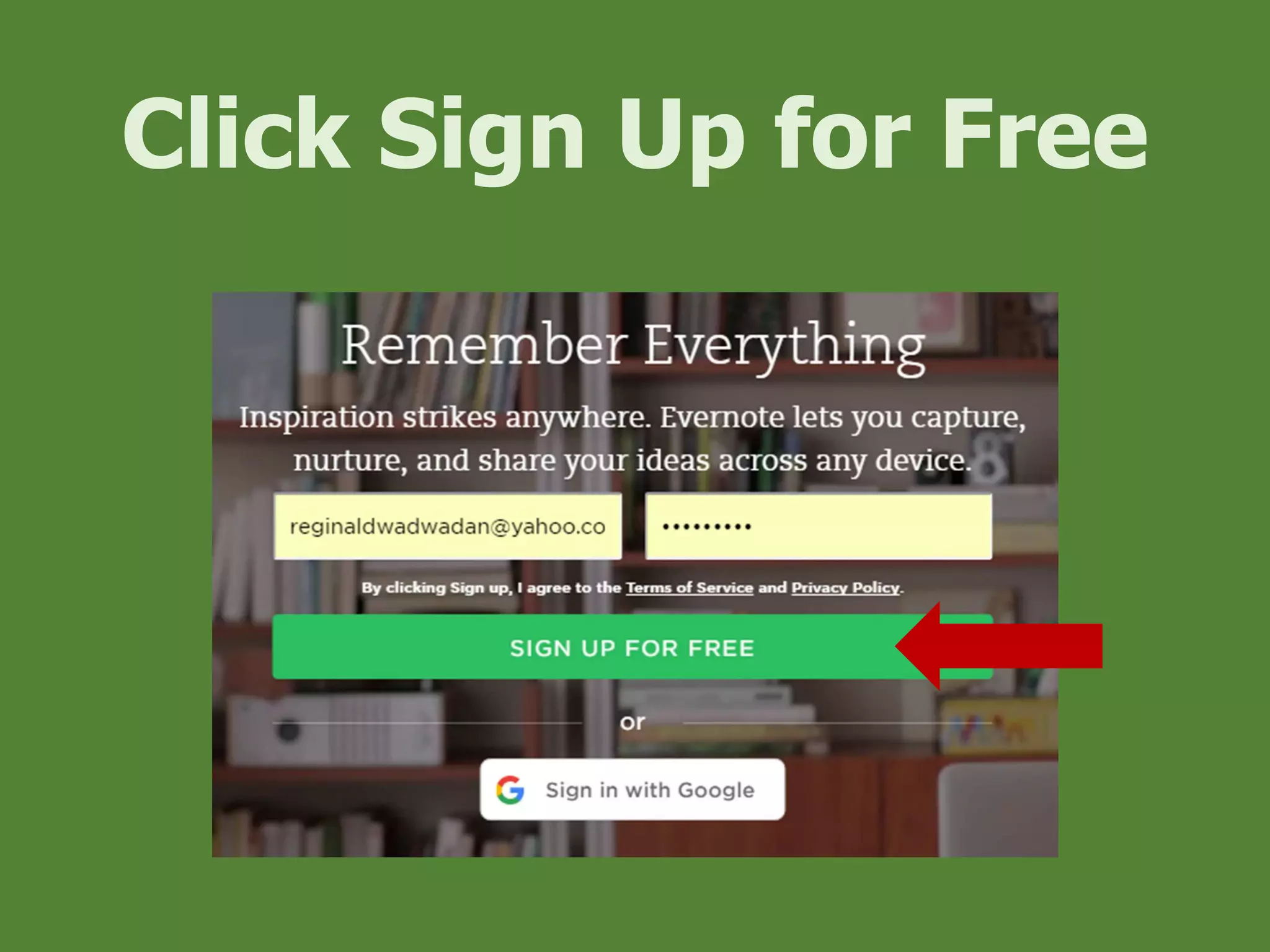 Click Sign Up for Free
 