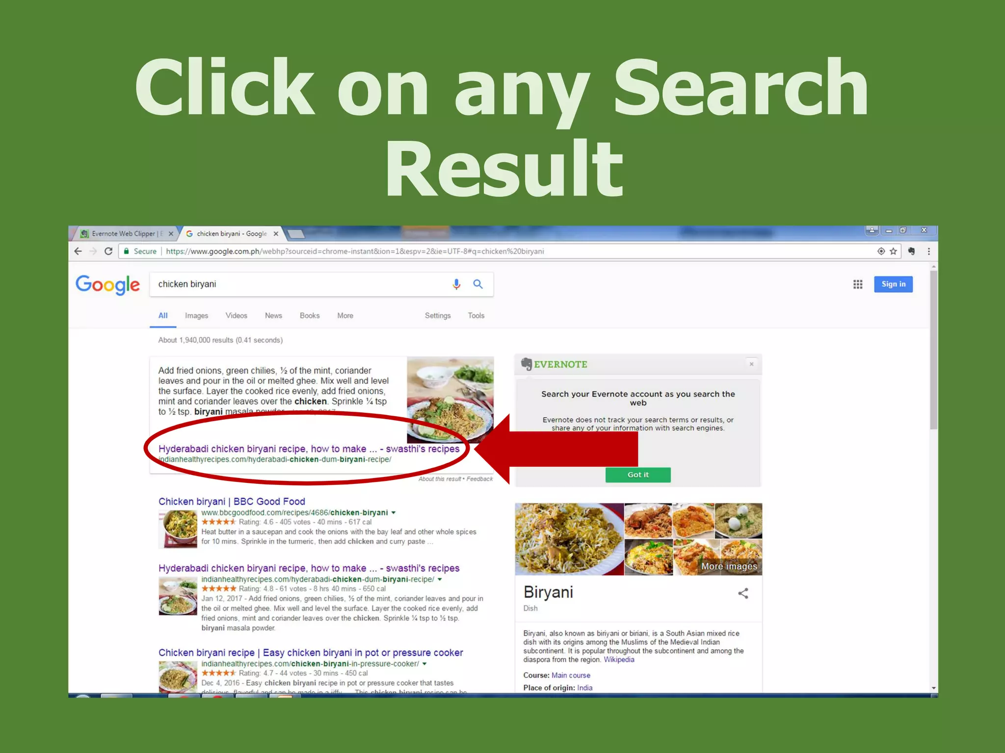 Click on any Search
Result
 