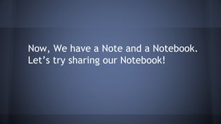 Now, We have a Note and a Notebook.
Let’s try sharing our Notebook!
 