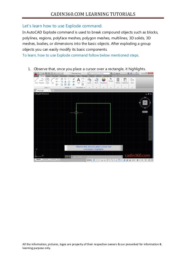 How to use explode command in AutoCAD image.