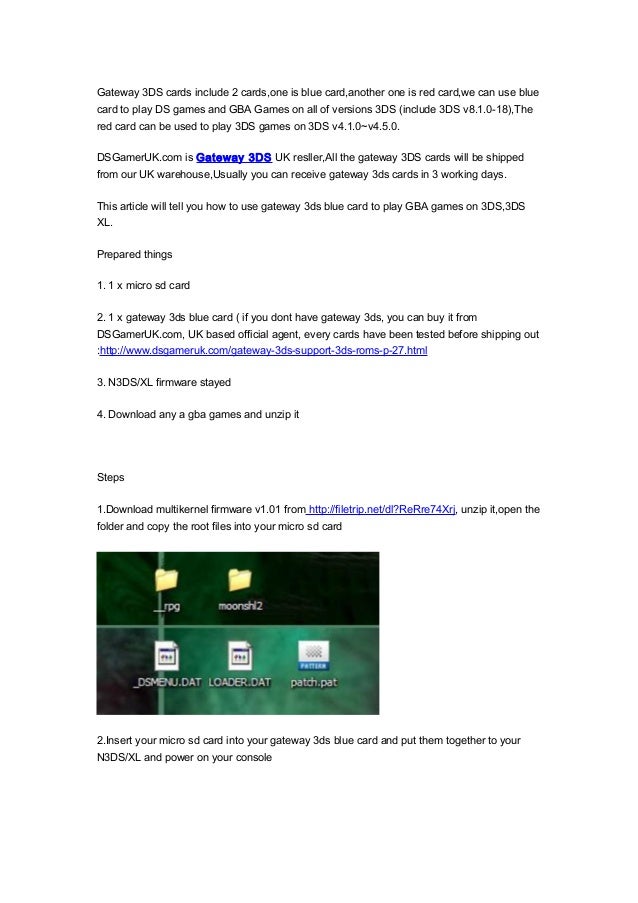 How To Use Gateway 3ds Blue Card To Paly Gba Games