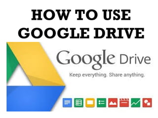 HOW TO USE
GOOGLE DRIVE
 