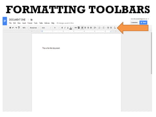 FORMATTING TOOLBARS
 