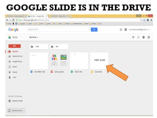 GOOGLE SLIDE IS IN THE DRIVE
 