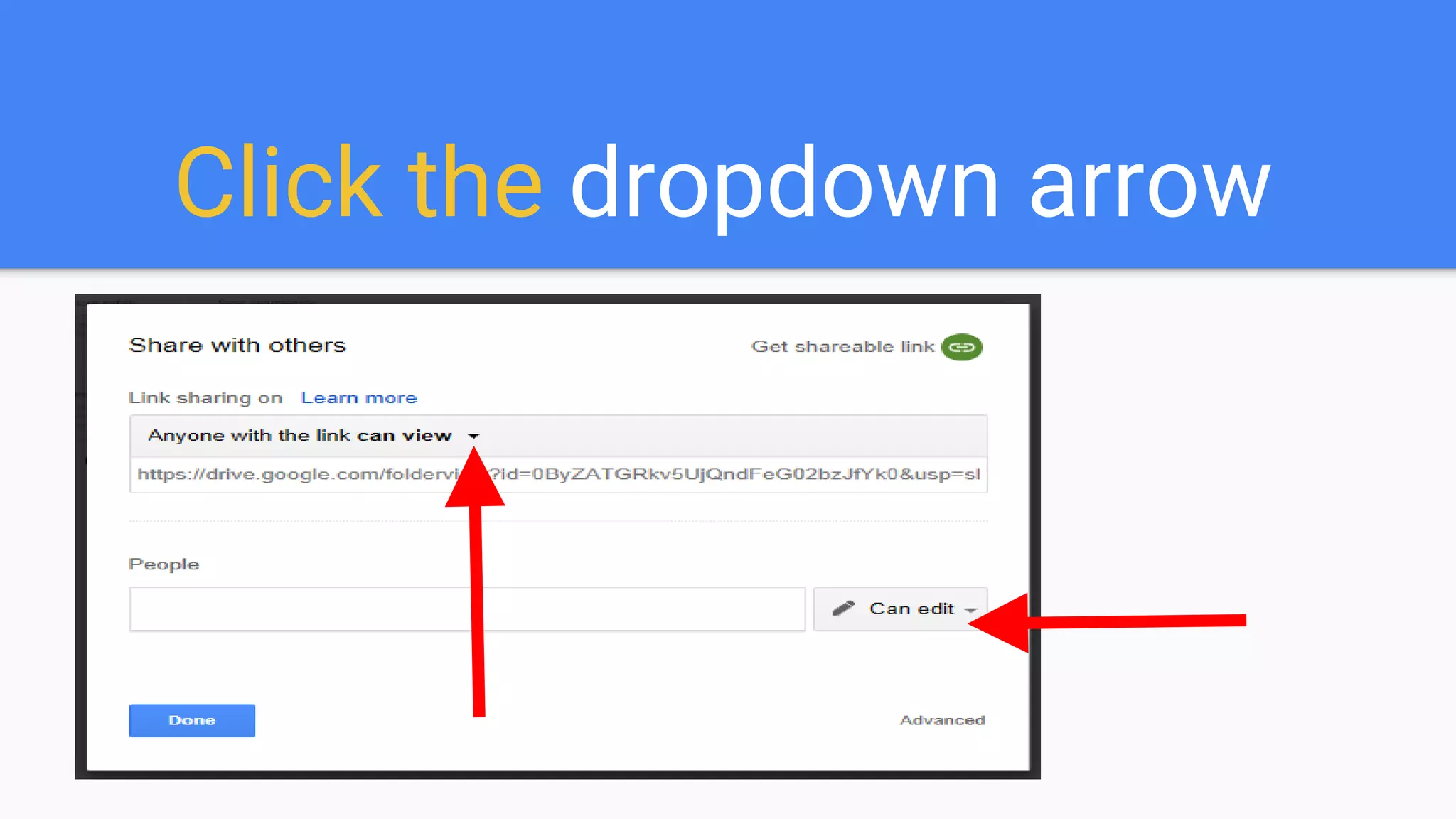 Click the dropdown arrow
 