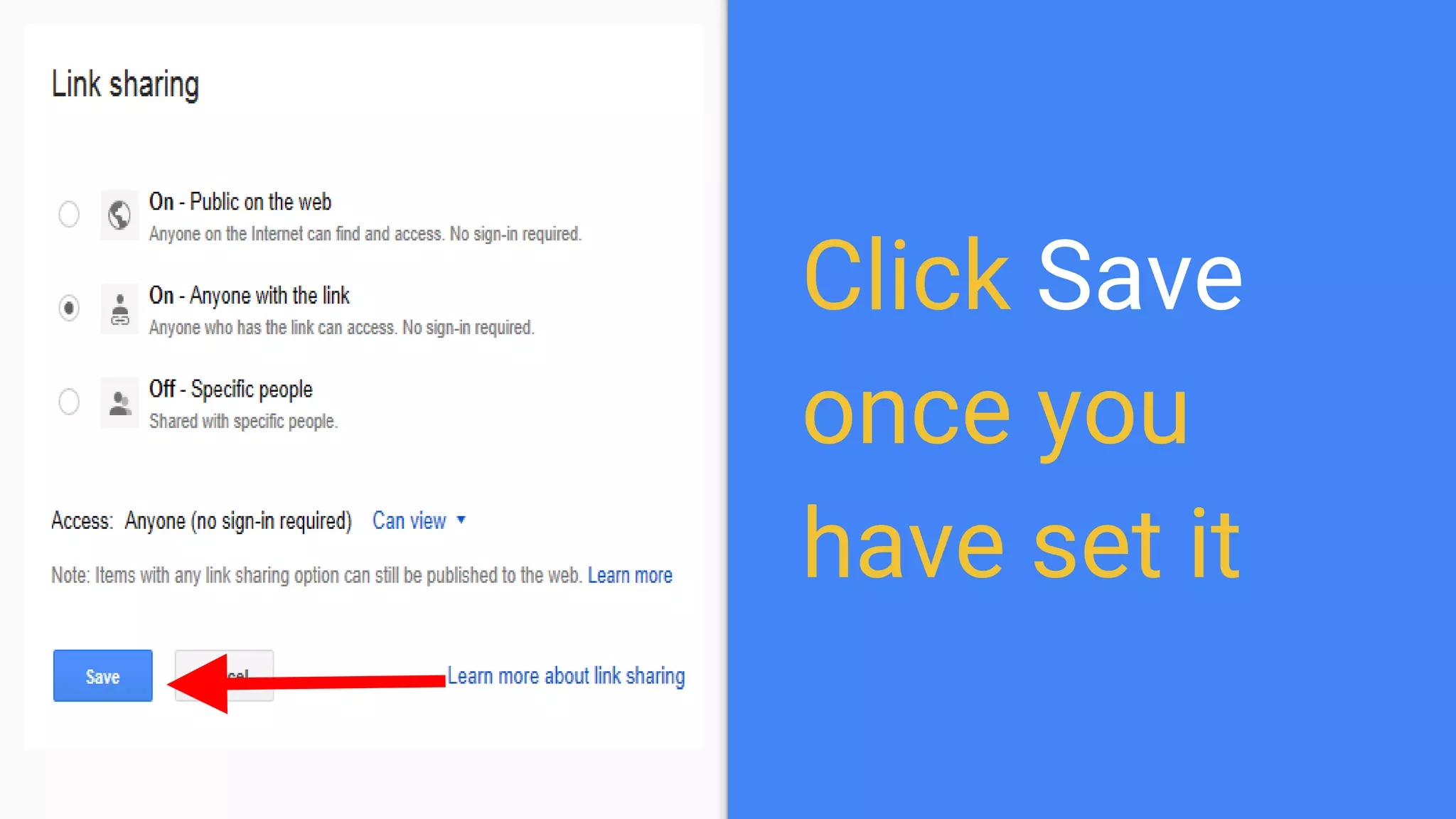 Click Save
once you
have set it
 