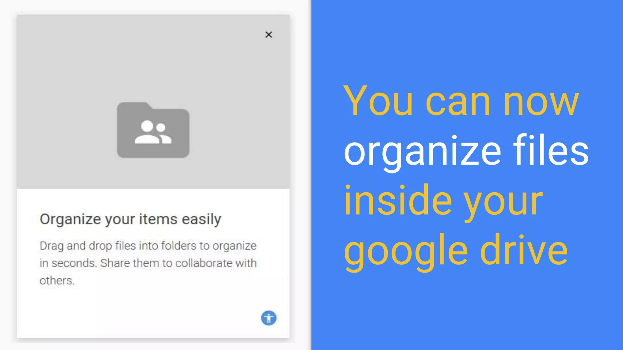 You can now
organize files
inside your
google drive
 