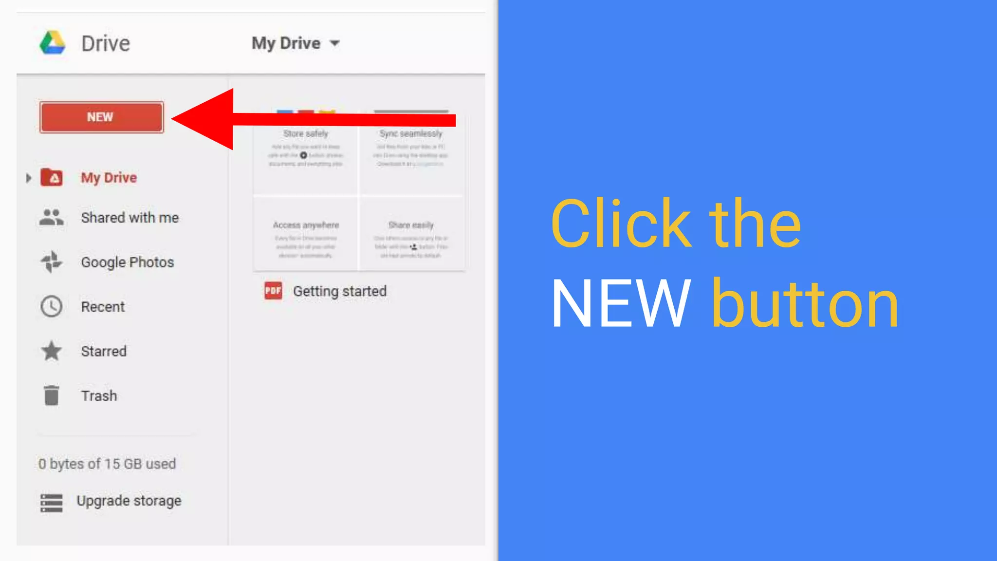 Click the
NEW button
 