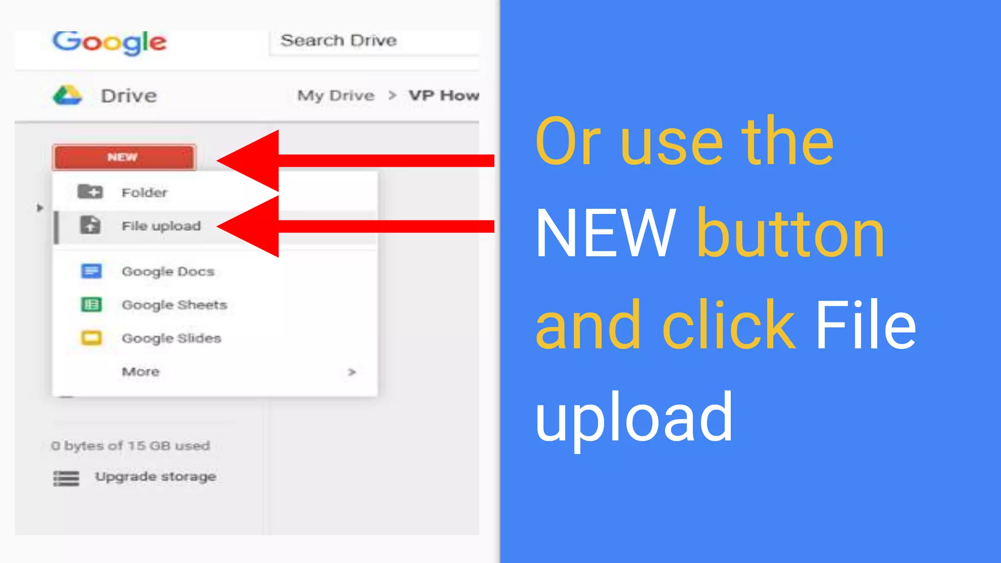 Or use the
NEW button
and click File
upload
 