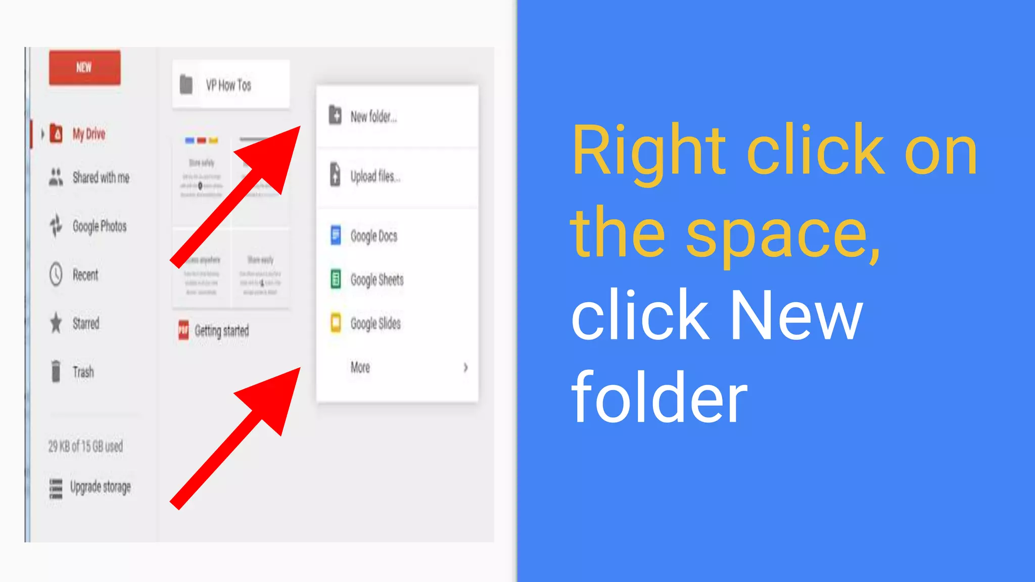 Right click on
the space,
click New
folder
 