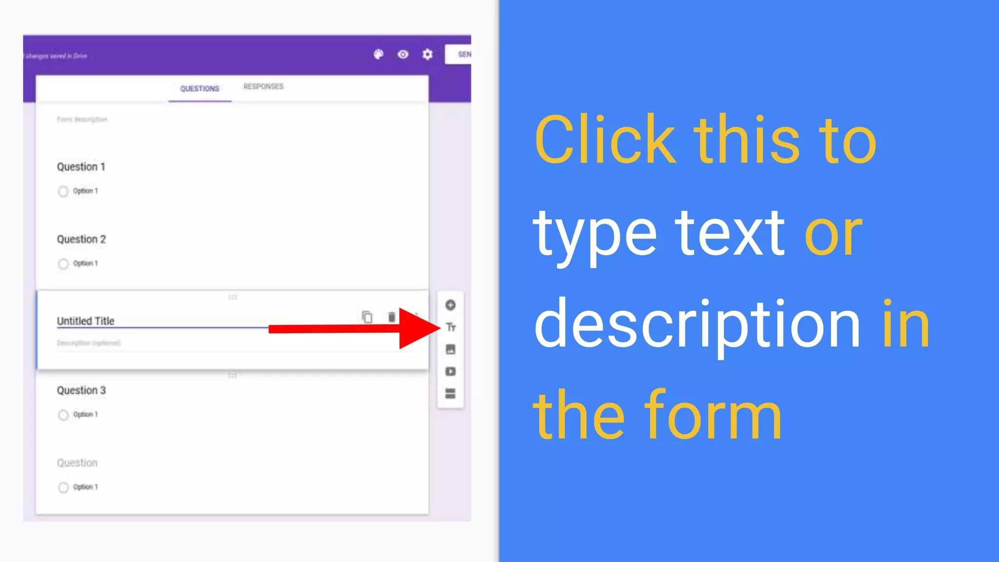 Click this to
type text or
description in
the form
 