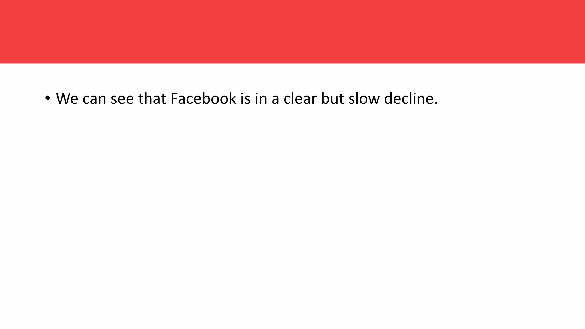 • We can see that Facebook is in a clear but slow decline.
 