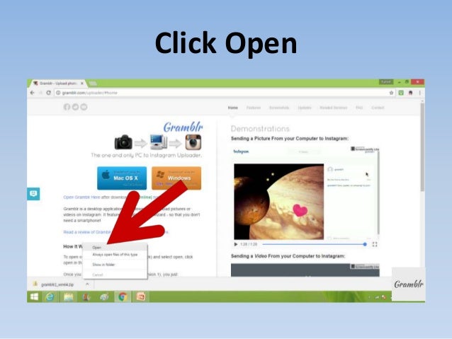 click the arrow 7 - gramblr sends your pictures from your computer to instagram