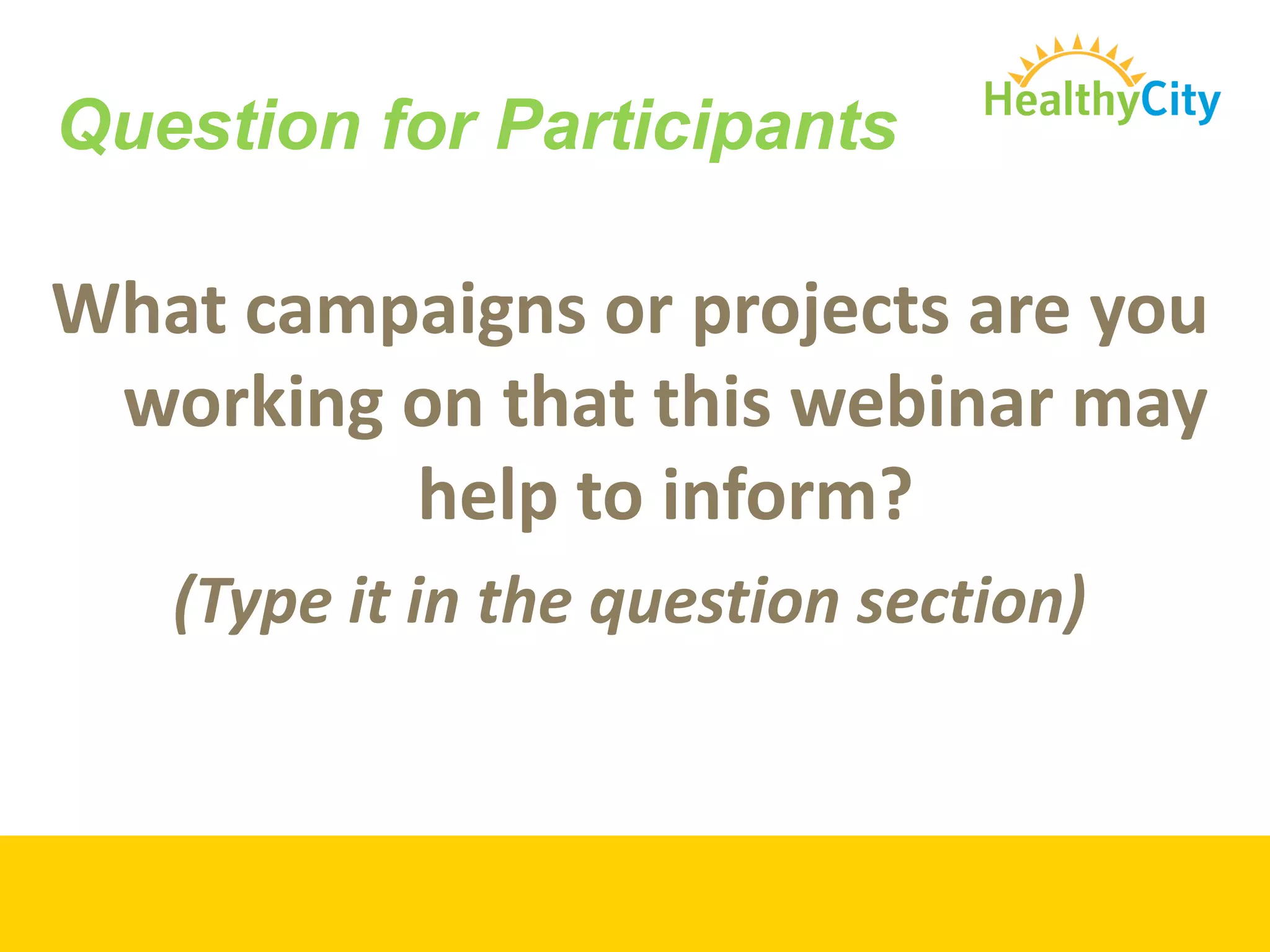 Today you will learn how to:Get a snapshot of your community of interest by accessing relevant and current datasets that provide local economic, health, demographic, and other community information. Identify a community’s assets and opportunities for improvement by mapping existing assets and areas of need.Use the “Live Mapping” feature to conduct  community-engaged mapping, which can help you to gather qualitative, community-generated data from local stakeholders.