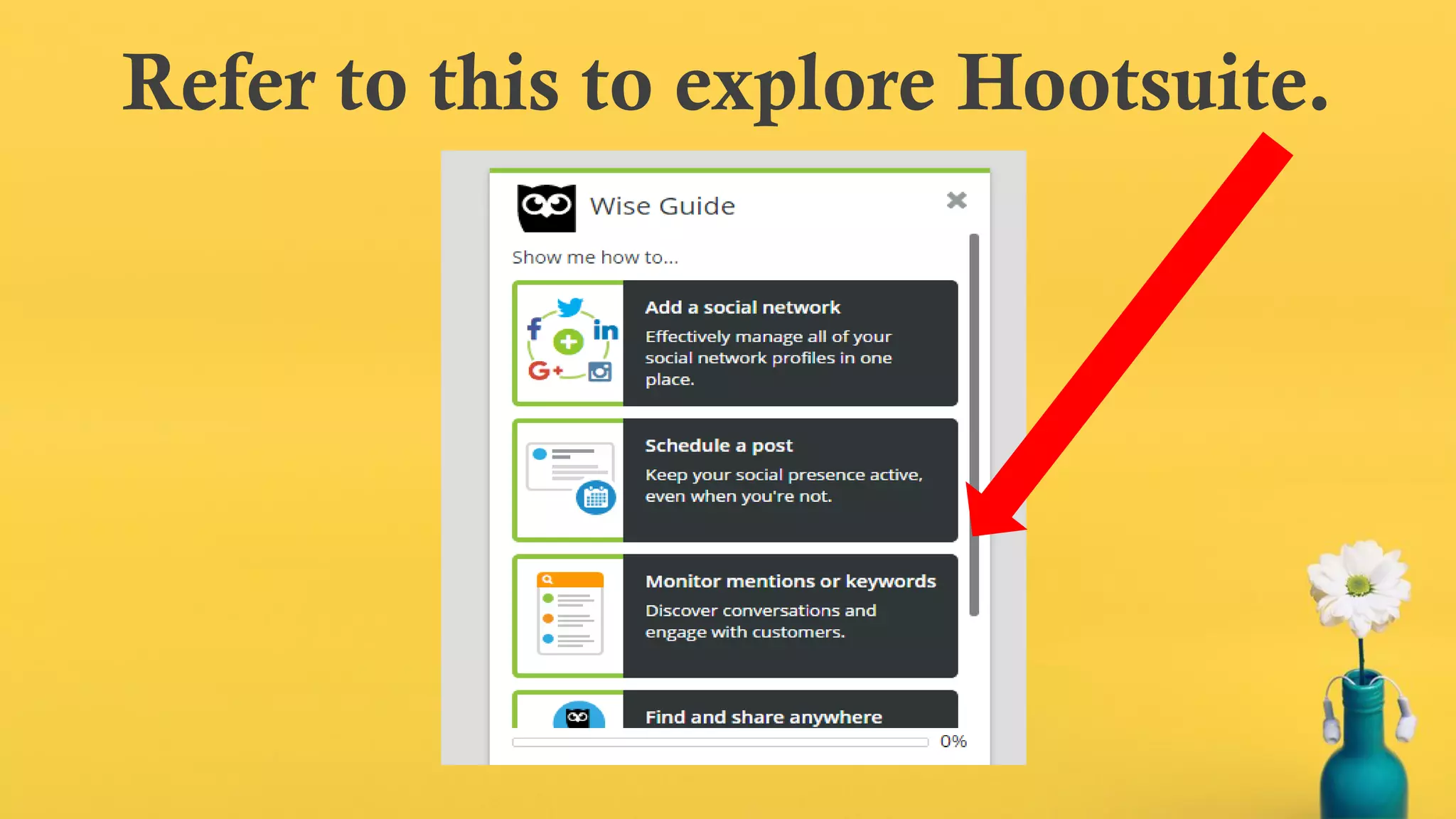 Refer to this to explore Hootsuite.
 