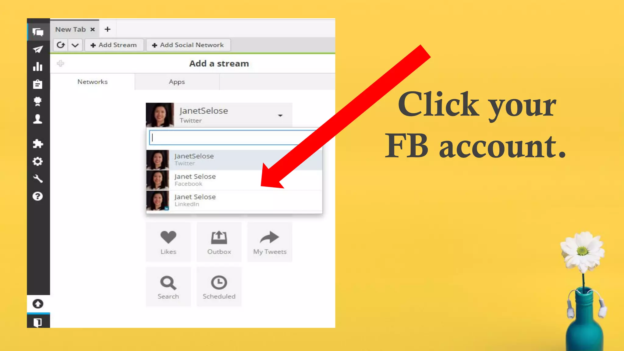 Click your
FB account.
 