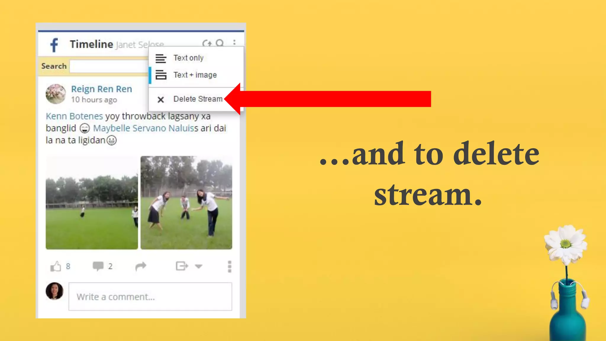 …and to delete
stream.
 