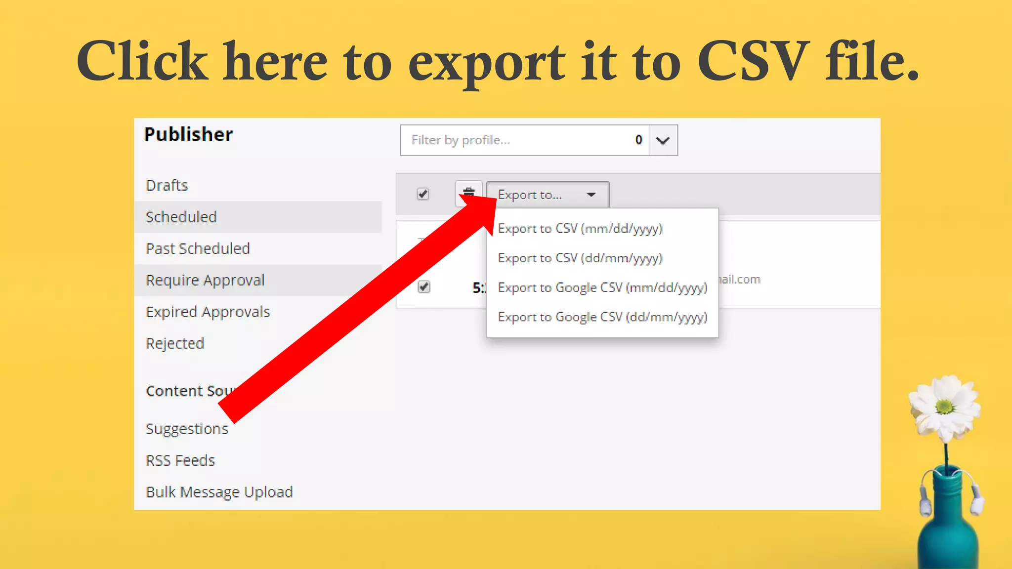 Click here to export it to CSV file.
 