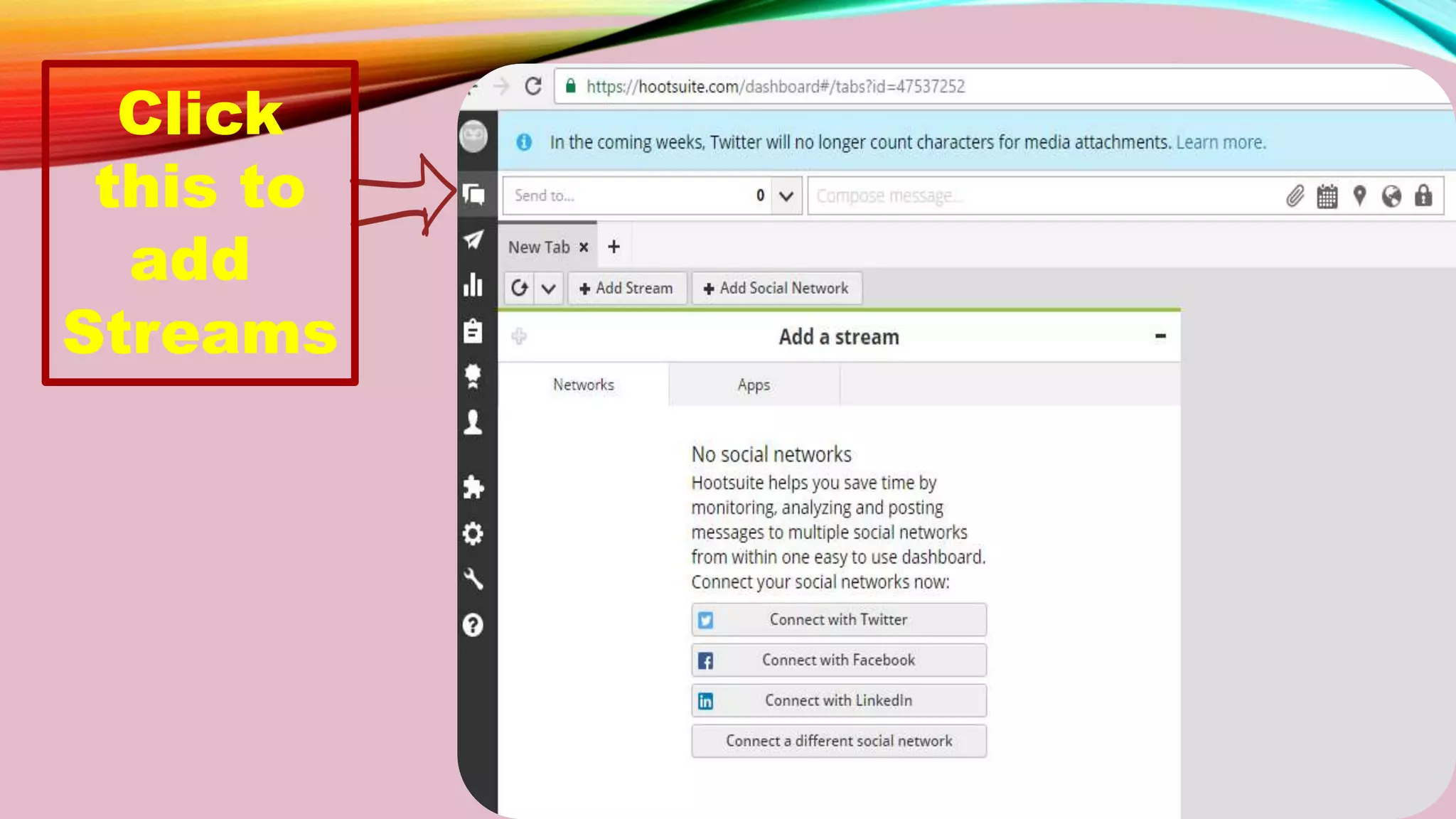 Click
this to
add
Streams
 