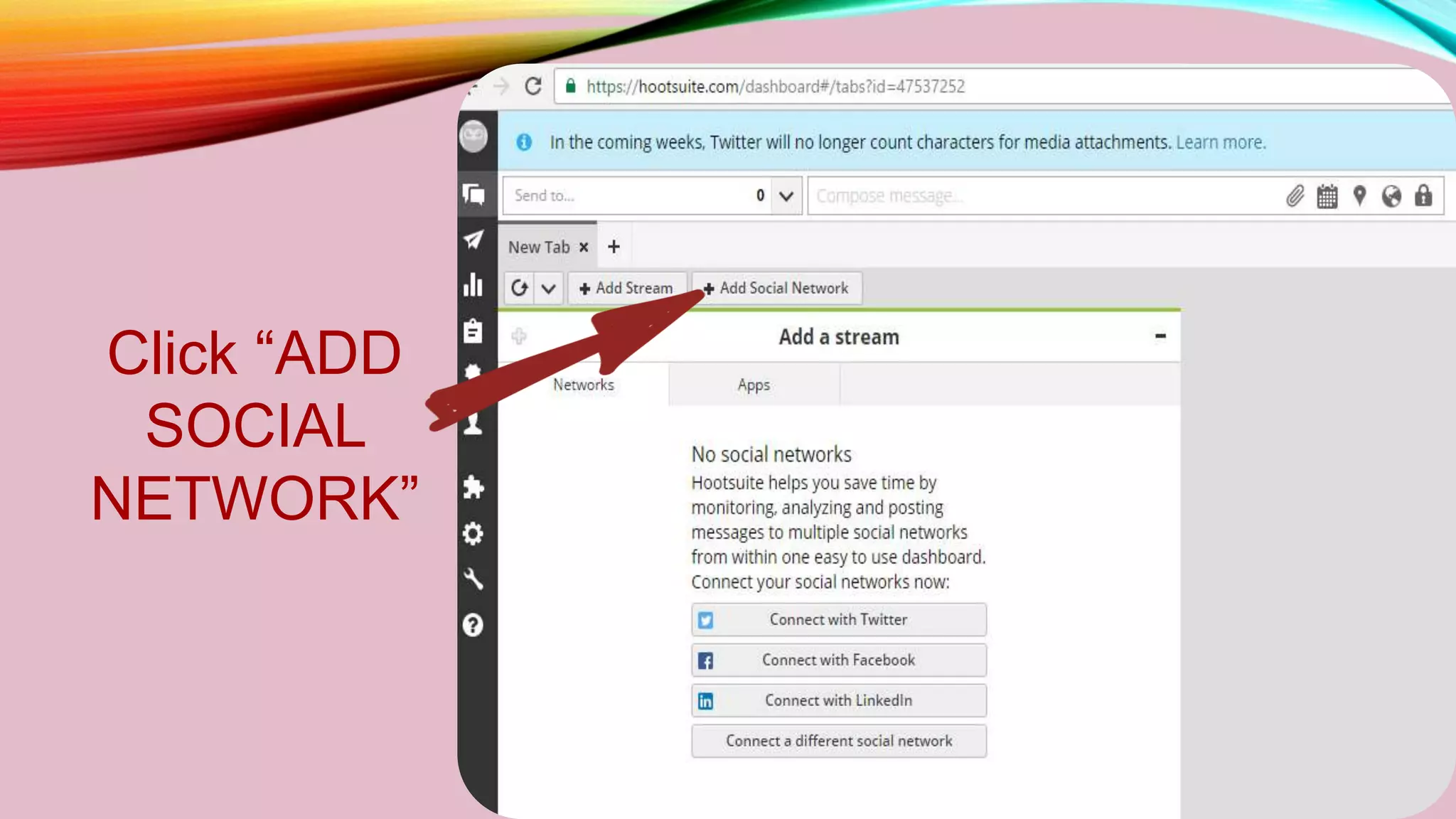 Click “ADD
SOCIAL
NETWORK”
 