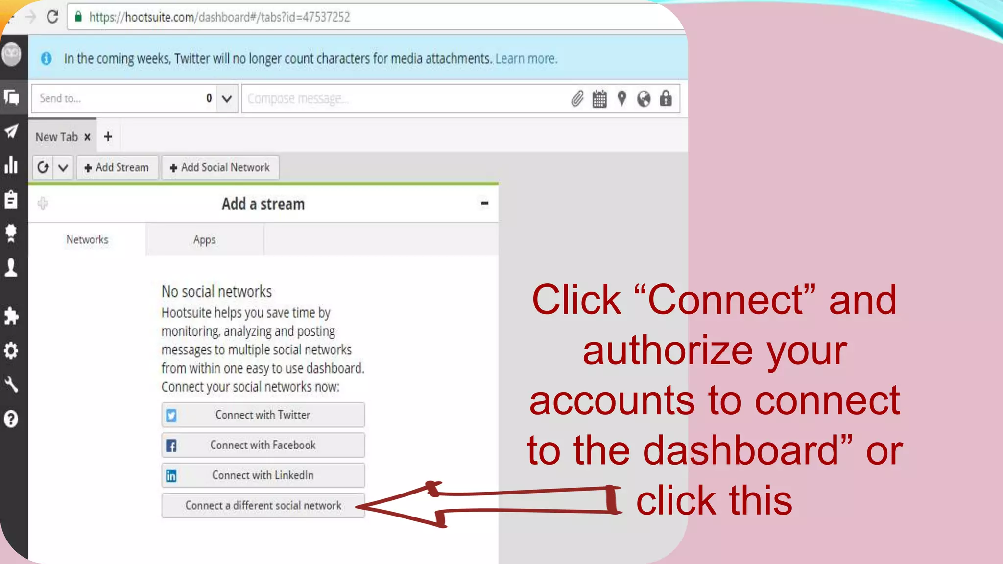 Click “Connect” and
authorize your
accounts to connect
to the dashboard” or
click this
 